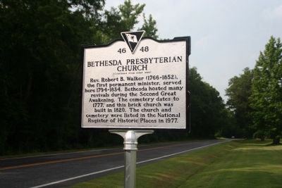 Bethesda Presbyterian Church Marker (Side B). Click for full size. Bethesda Presbyterian Church Marker (Side B) image. Click for full size.
