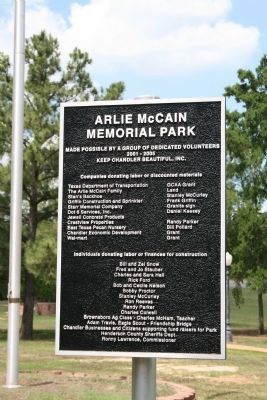 Arlie McCain Memorial Park Dedication Marker image. Click for full size.