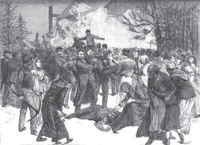 Rescuing miners almost overcome by back damp on Saturday, Feb. 4, 1882. image. Click for full size.