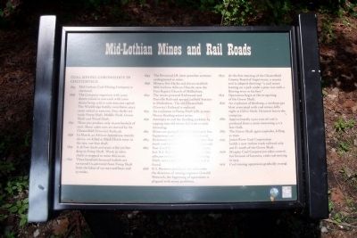 Mid-Lothian Mines and Rail Roads Marker. Click for full size. Mid-Lothian Mines and Rail Roads Marker image. Click for full size.