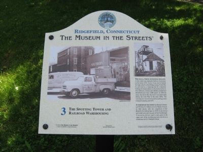 The Spotting Tower and Railroad Warehousing Marker. Click for full size. The Spotting Tower and Railroad Warehousing Marker image. Click for full size.