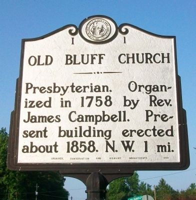Old Bluff Church Marker image. Click for full size.