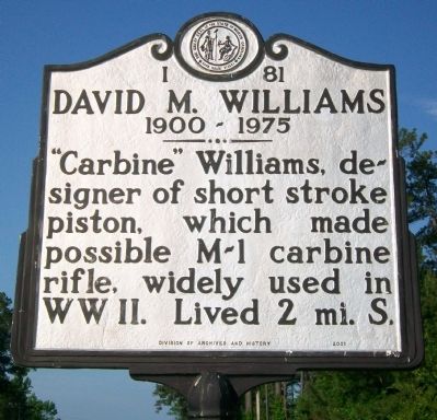 David M. "Carbine" Williams Marker image. Click for full size.