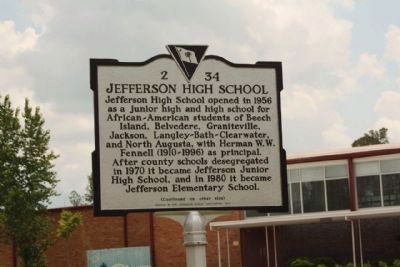 Jefferson High School Marker. Click for full size. Jefferson High School Marker image. Click for full size.