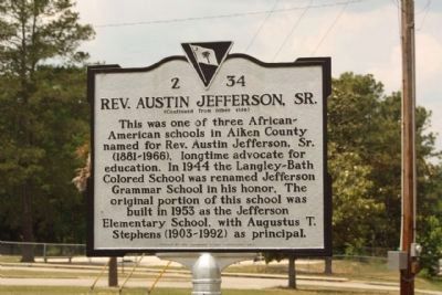 Rev. Austin Jefferson, Sr. Marker. Click for full size. Rev. Austin Jefferson, Sr. Marker image. Click for full size.