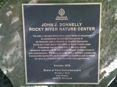 John J. Donnelly Rocky River Nature Center Marker image. Click for full size.