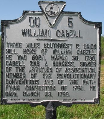 William Cabell Marker image. Click for full size.