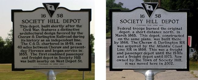 Society Hill Depot Marker image. Click for full size.