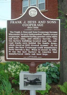 Frank J. Hess and Sons Cooperage Marker. Click for full size. Frank J. Hess and Sons Cooperage Marker image. Click for full size.