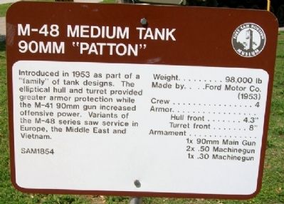 M-48 Medium Tank 90mm "Patton" Marker image. Click for full size.