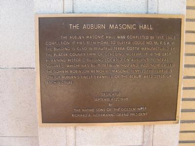 The Auburn Masonic Hall Marker image. Click for full size.