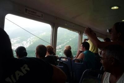 Tourist view Rio from tram approaching the monument. Click for full size. Tourist view Rio from tram approaching the monument image. Click for full size.