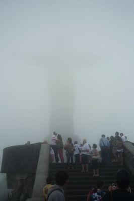 Christ the Redeemer Statue - in the fog atop Corcovado image. Click for full size.