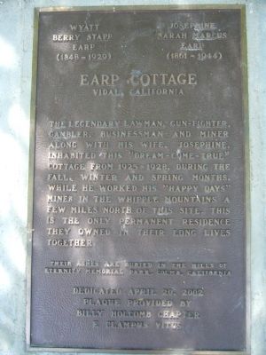 Earp Cottage Marker image. Click for full size.