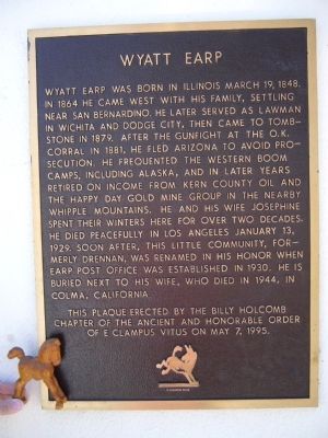 Wyatt Earp Marker. Click for full size. Wyatt Earp Marker image. Click for full size.