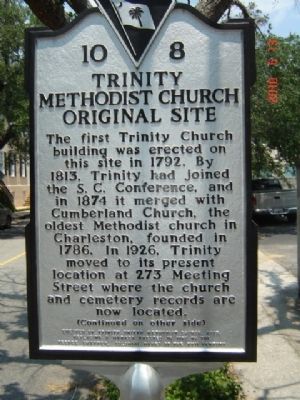 Trinity Methodist Church Original Site / William Hammett Marker image. Click for full size.