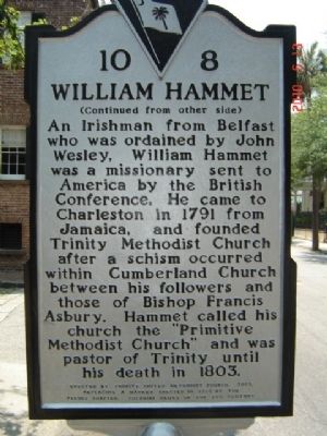 Trinity Methodist Church Original Site / William Hammett Marker. Click for full size. Trinity Methodist Church Original Site / William Hammett Marker image. Click for full size.