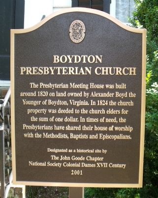 Boydton Presbyterian Church Marker image. Click for full size.