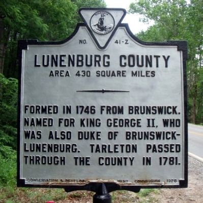 Lunenburg County Marker (obverse) image. Click for full size.