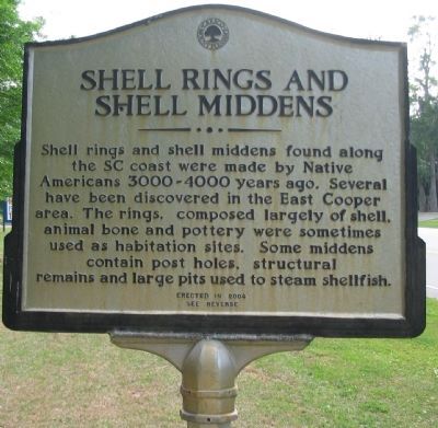 Shell Rings and Shell Middens Marker - Front image. Click for full size.