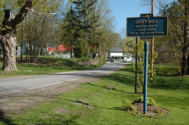 Judah Burton <b>Grist Mill</b> Marker beside Colyer Road in Burtonsville, NY image. Click for full size.