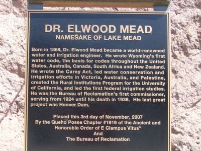 Dr. Elwood Mead Lower Marker image. Click for full size.