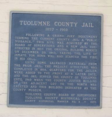 Tuolumne County Jail Marker image. Click for full size.