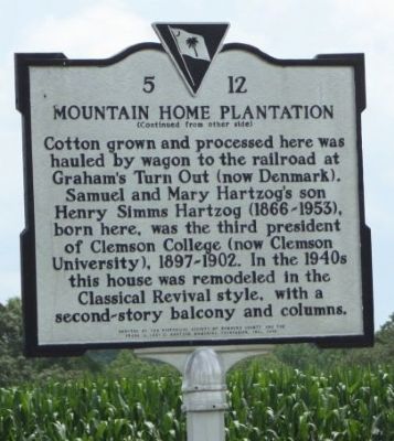 Mountain Home Plantation Marker, reverse side. Click for full size. Mountain Home Plantation Marker, reverse side image. Click for full size.
