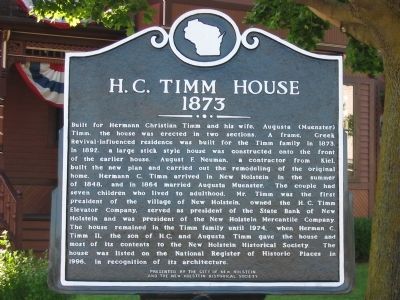 H. C. Timm House Marker image. Click for full size.