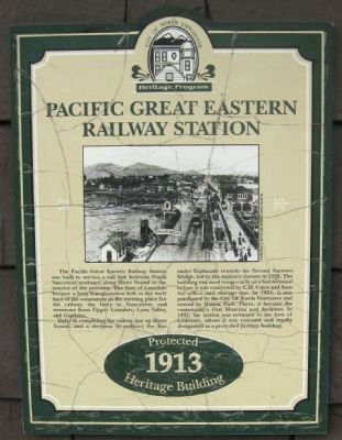 Pacific Great Eastern Railway Station Marker. Click for full size. Pacific Great Eastern Railway Station Marker image. Click for full size.