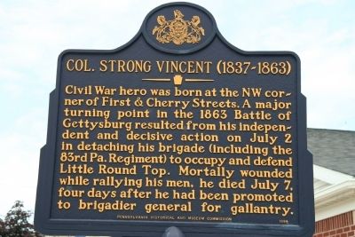 Col. Strong Vincent Marker image. Click for full size.