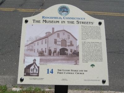 The Livery Stable and the First Catholic Church Marker image. Click for full size.