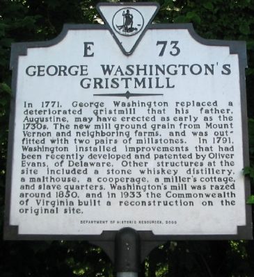 George Washington's Gristmill Marker image. Click for full size.