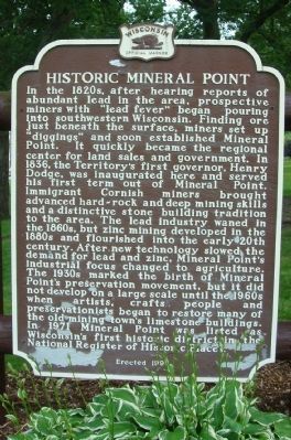 Historic Mineral Point Marker image. Click for full size.