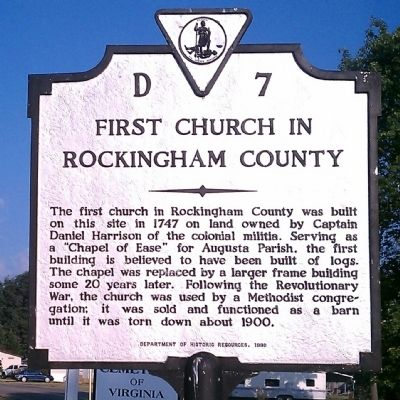 First Church in Rockingham County Marker image. Click for full size.