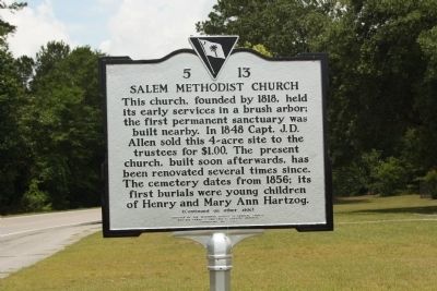 Salem Methodist Church Marker. Click for full size. Salem Methodist Church Marker image. Click for full size.