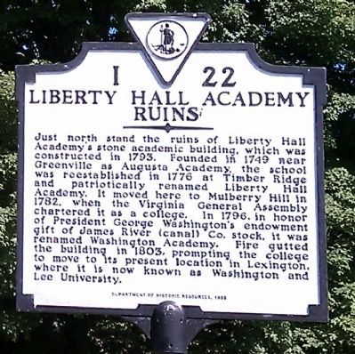 Liberty Hall Academy Ruins Marker. Click for full size. Liberty Hall Academy Ruins Marker image. Click for full size.
