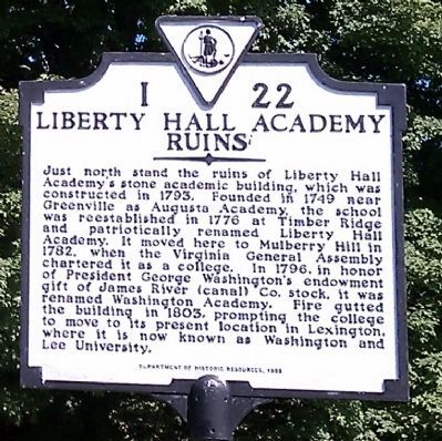 Liberty Hall Academy Ruins Marker image. Click for full size.