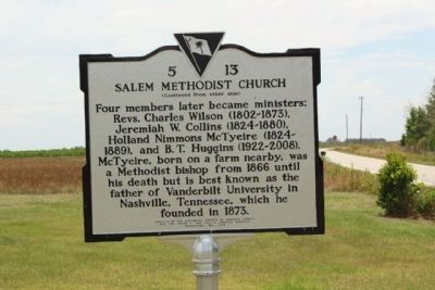 Salem Methodist Church Marker, reverse side. Click for full size. Salem Methodist Church Marker, reverse side image. Click for full size.