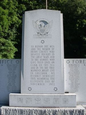 Center Section - - Henry County (Indiana) War Memorial Marker image. Click for full size.