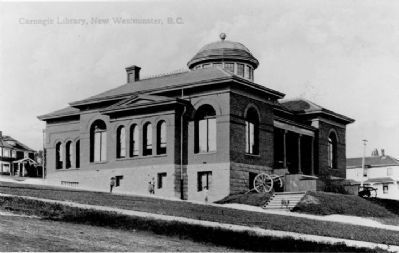 Carnegie Library in New Westminster, circa 1909 image, Touch for more information
