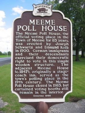 Meeme Poll House Marker at former location. image. Click for full size.