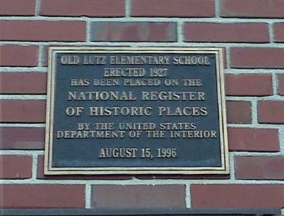 Old Lutz Elementary School NRHP Plaque image. Click for full size.