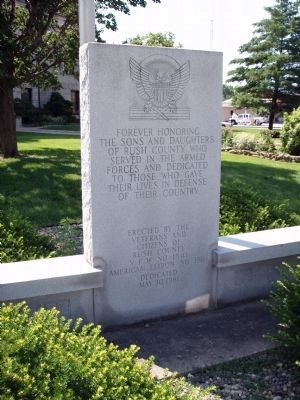 Rush County (Indiana) War Memorial Marker image. Click for full size.