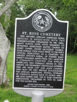 St. Rose Cemetery Marker image. Click for full size.
