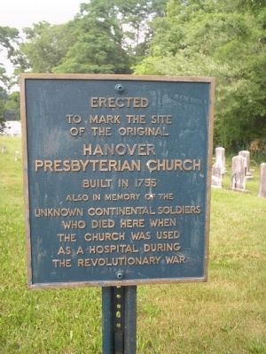 Hanover Presbyterian Church & Unknown Continental Soldiers Marker image. Click for full size.