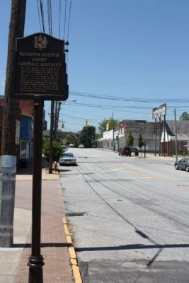 Seventh Avenue Depot Historic District Marker, looking southwest along 7th Avenue image. Click for full size.