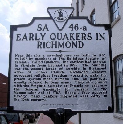 Early Quakers in Richmond Marker image. Click for full size.