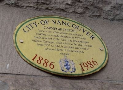 Carnegie Library Marker - Vancouver Centennial version image. Click for full size.