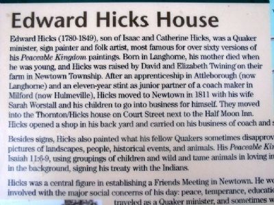 Edward Hicks House Marker image. Click for full size.